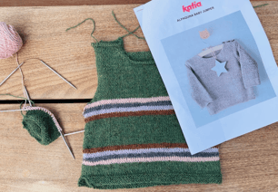 Kit: Babyjumper i alpakka garn - str. 3 og 6 mdr. vælg mellem 15 farver - Produkt nr. 110