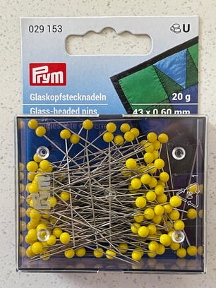 Knappenåle med gult glashoved fra Prym: 43×0,60 mm - Produkt nr. 378