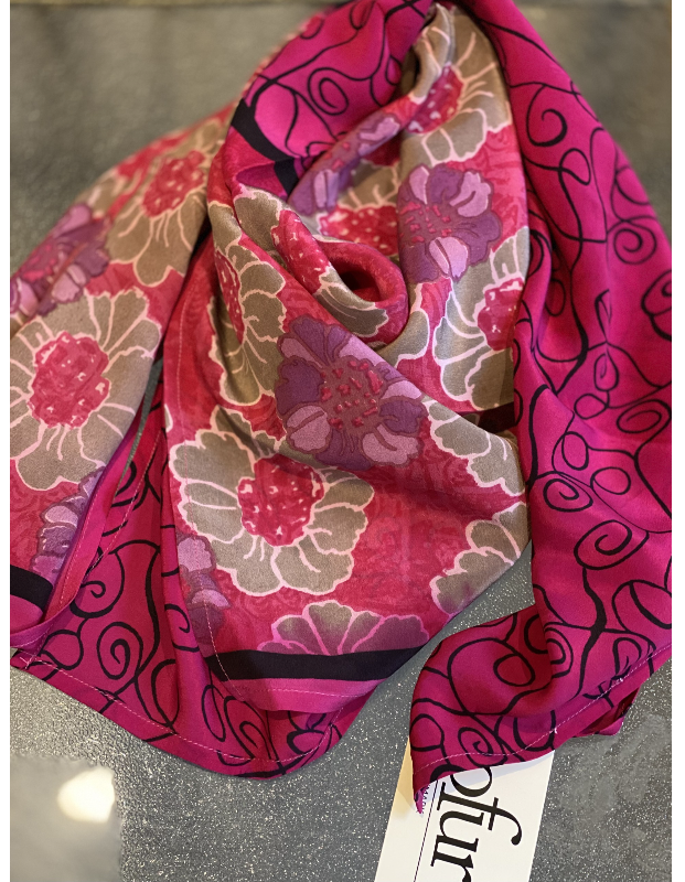 Silketørklæde. Silkesari. Pink/lilla - billede 1