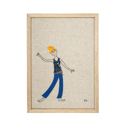 Danser med mig selv – broderi 21 x 30 cm fra Pi Vielsted