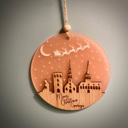 København skyline - Børsen, den lille havfrue, Rundetårn og Vor Frelsers Kirke. fra Urstad Design