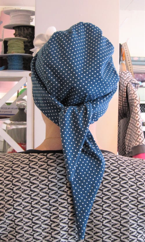 Kemo hue med bindebånd GRATIS mønster fra Din Stofbutik