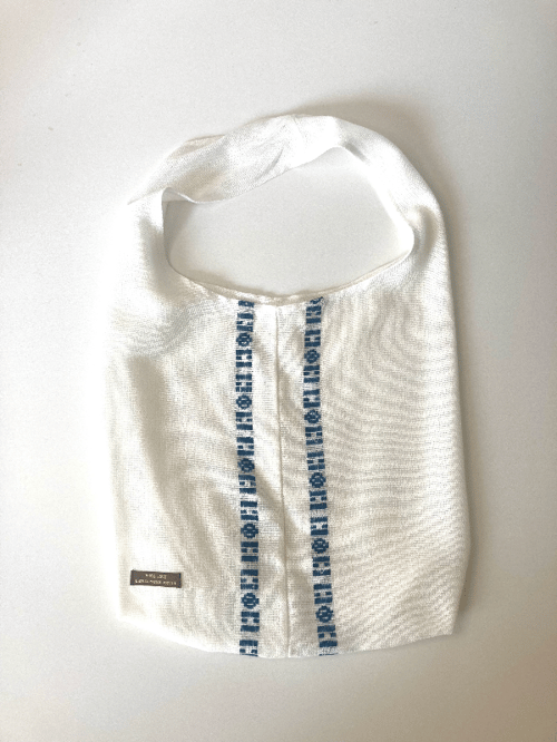 Shopper med blåt stribemønster fra Elmelund Handmade