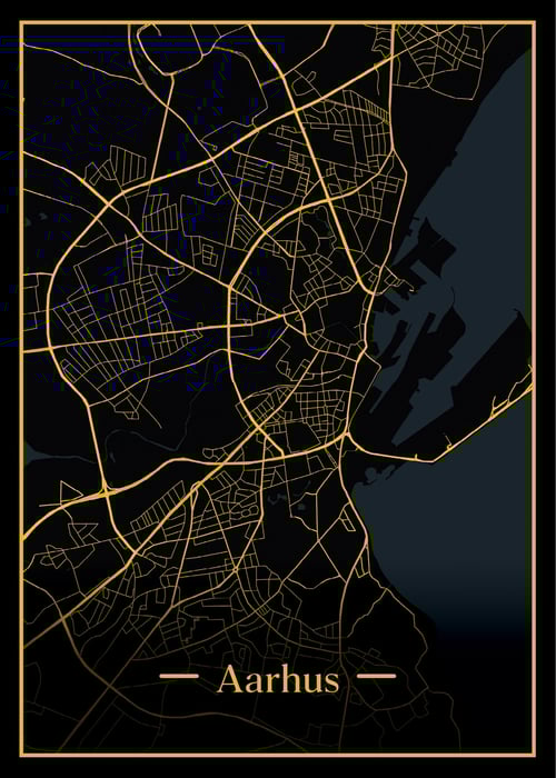 Aarhus Kort Plakat fra ArtOfPosters