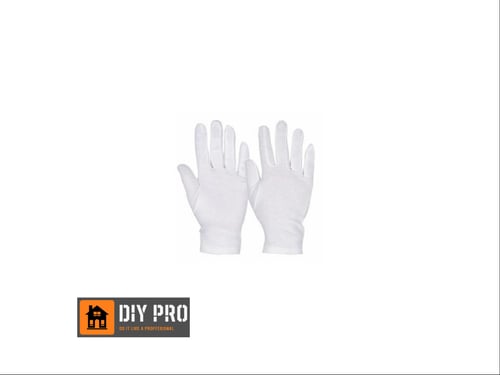 DIY PRO Stofhandske, hvid bomuldshandske str. 9 - 2 par/pakke  fra DIY STORE