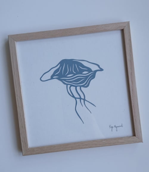 20x20cm gople nr 120, dueblå, indrammet  fra Studiopynt