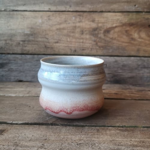 Bølge kop blå/grå glasur