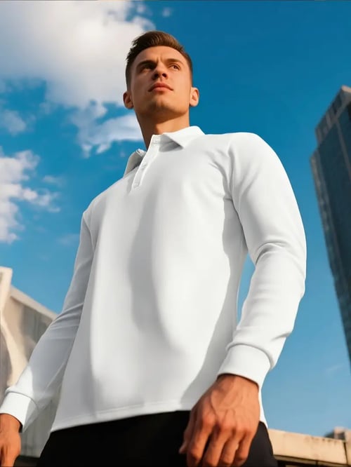 sportspolo langærmet hvid fra ARKADIA