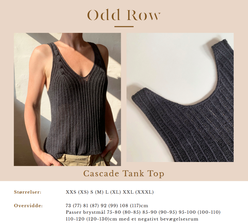 Kit: Strik en Cascade Tank Top fra Odd Row i Elise garn (90% bomuld, 10% cashmere) - vælg mellem 18 farver - billede 1