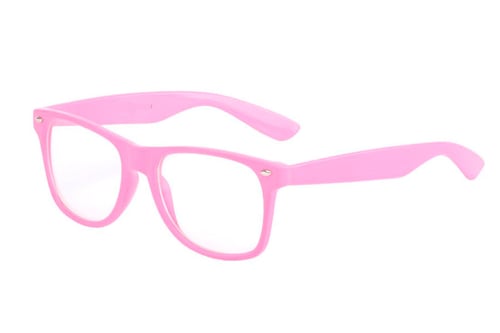 Pink wayfarer brille m/ klart glas uden styrke fra Wayfarer-Solbriller.dk