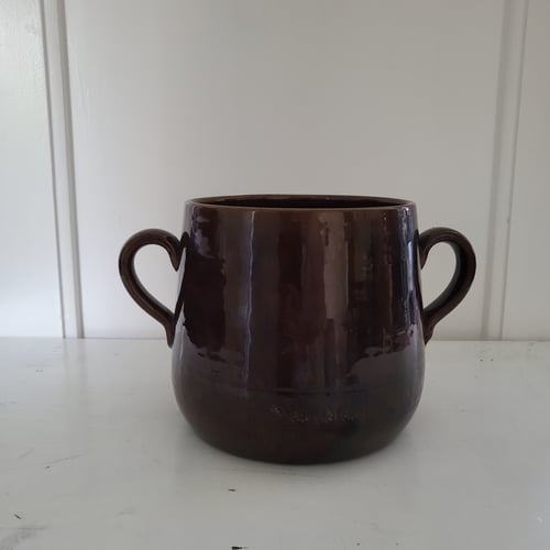 Hellglaseret Höganäs vintage lerkrukke