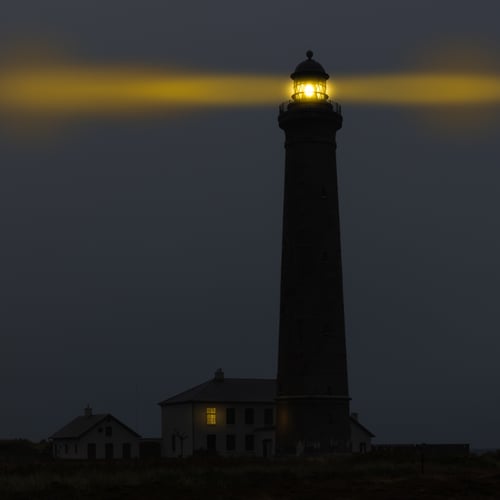 Det Grå fyr i Skagen i natlig lys fra klee-fotokunst.dk