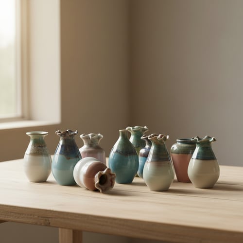 Minivase 6-8 cm. Fuld glasering - Assorteret fra Ting & Tasker v/Titaniumsringe