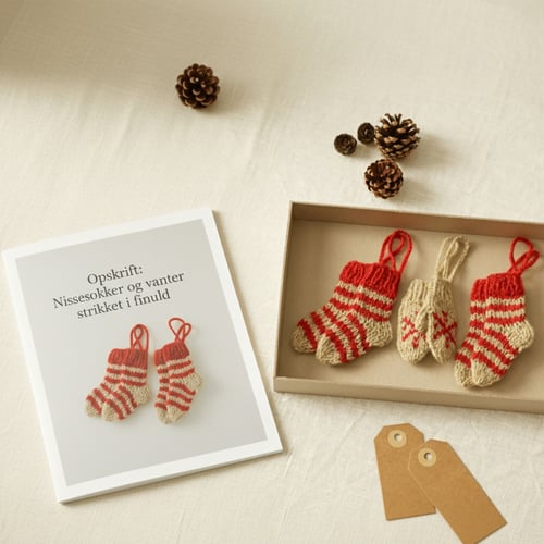 Opskrift: Nissesokker og vanter strikket i finuld fra Knit-Knot