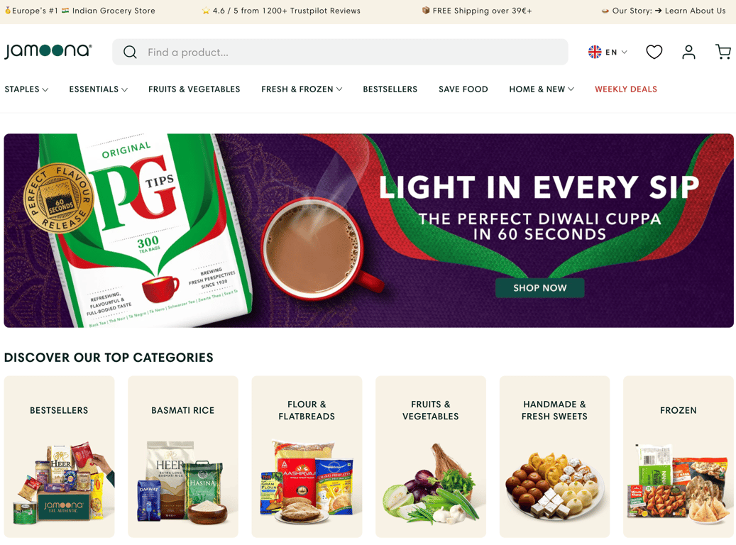 Jamoona's product selection