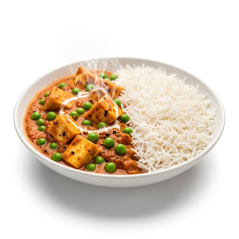 Viveks Kitchen Matar Paneer (with Rice) 1 person