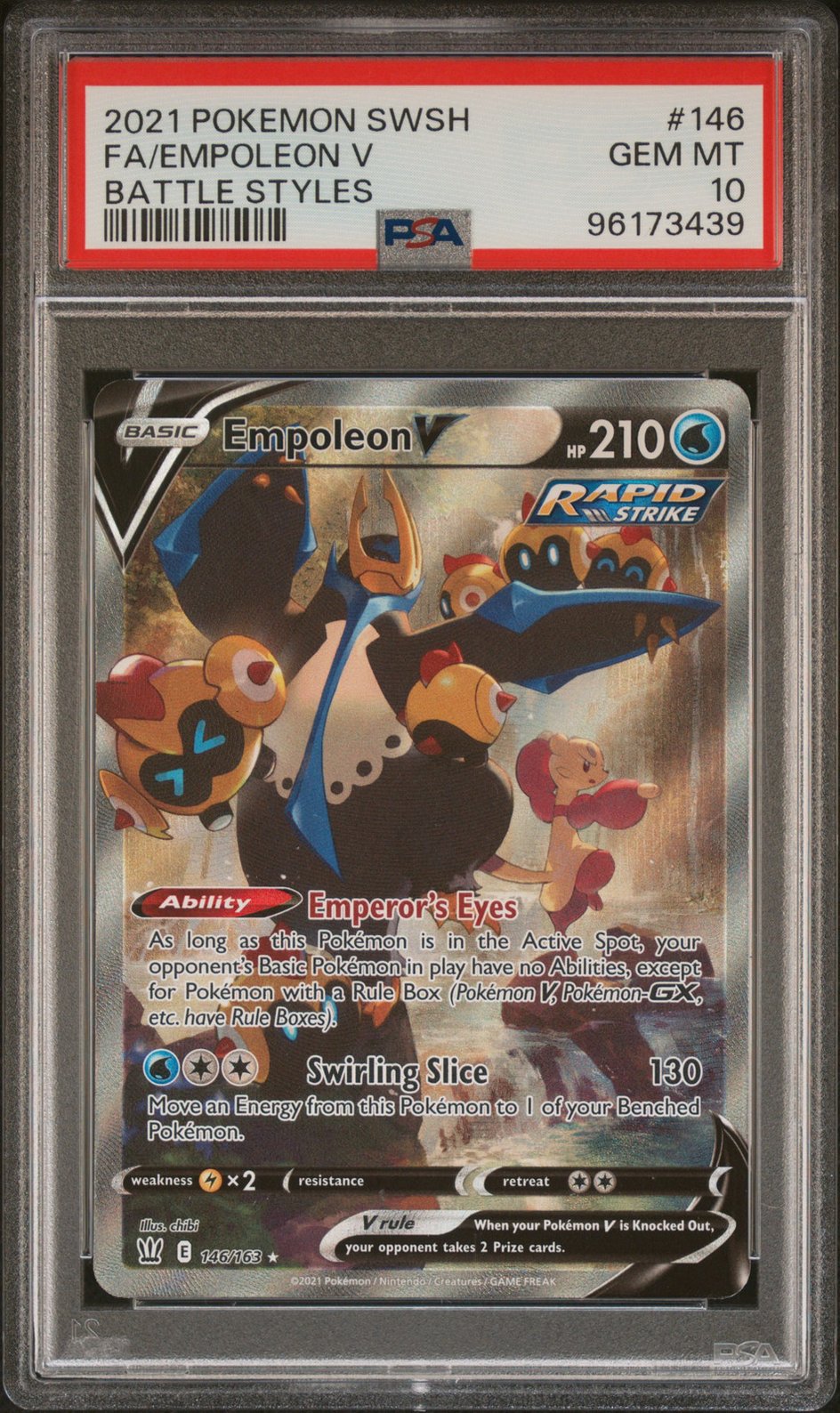 2021 POKEMON SWORD & SHIELD BATTLE STYLES #146 FULL ART/EMPOLEON V PSA 10 - Main Image