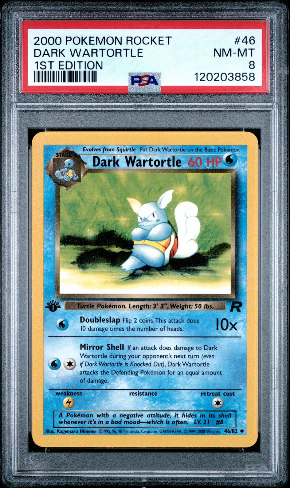 2000 POKEMON ROCKET 1ST ED #46 DARK WARTORTLE PSA 8 - Main Image