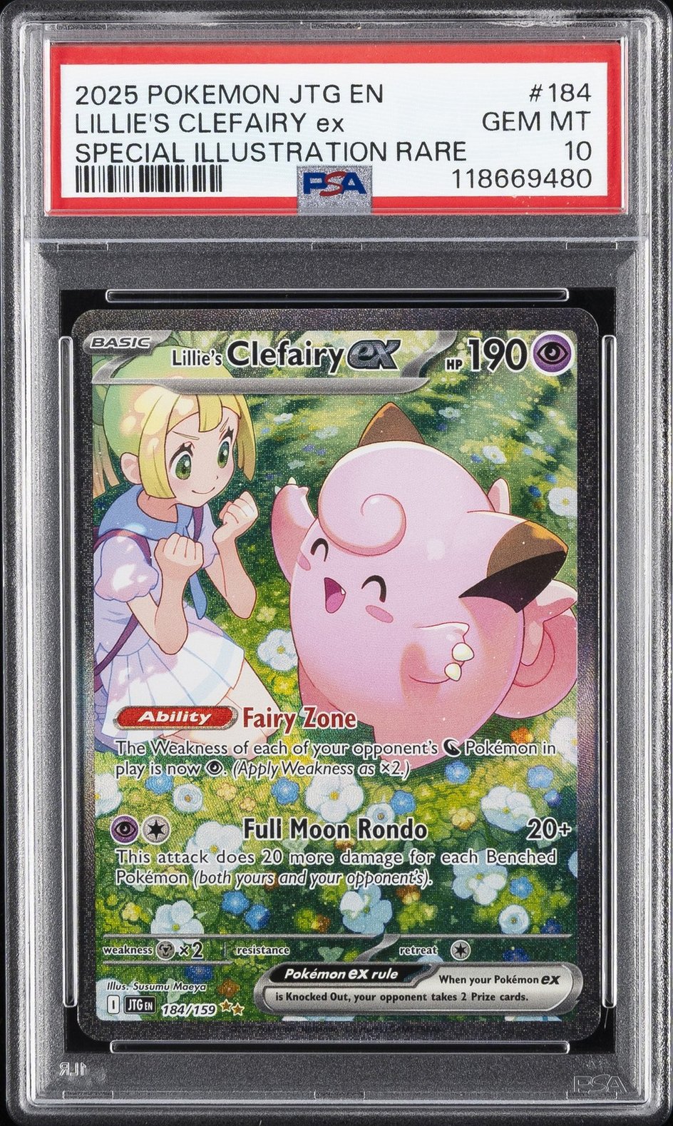 2025 POKEMON JTG EN-JOURNEY TOGETHER #184 LILLIE'S CLEFAIRY EX PSA 10