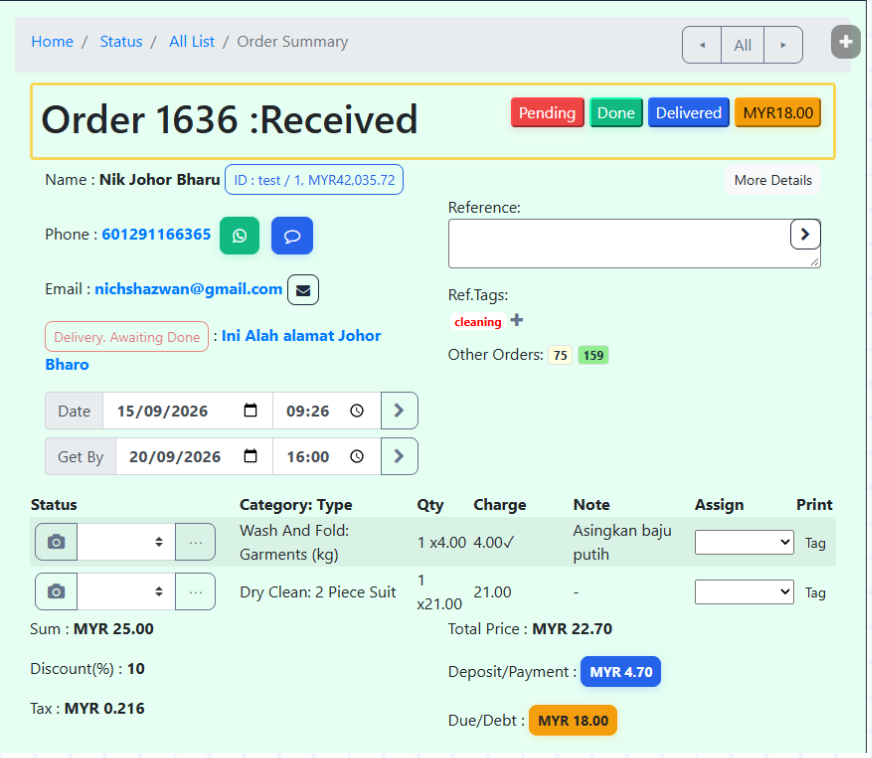 Received — yellow border. Done and Delivered are available; Pending too, if you need it.