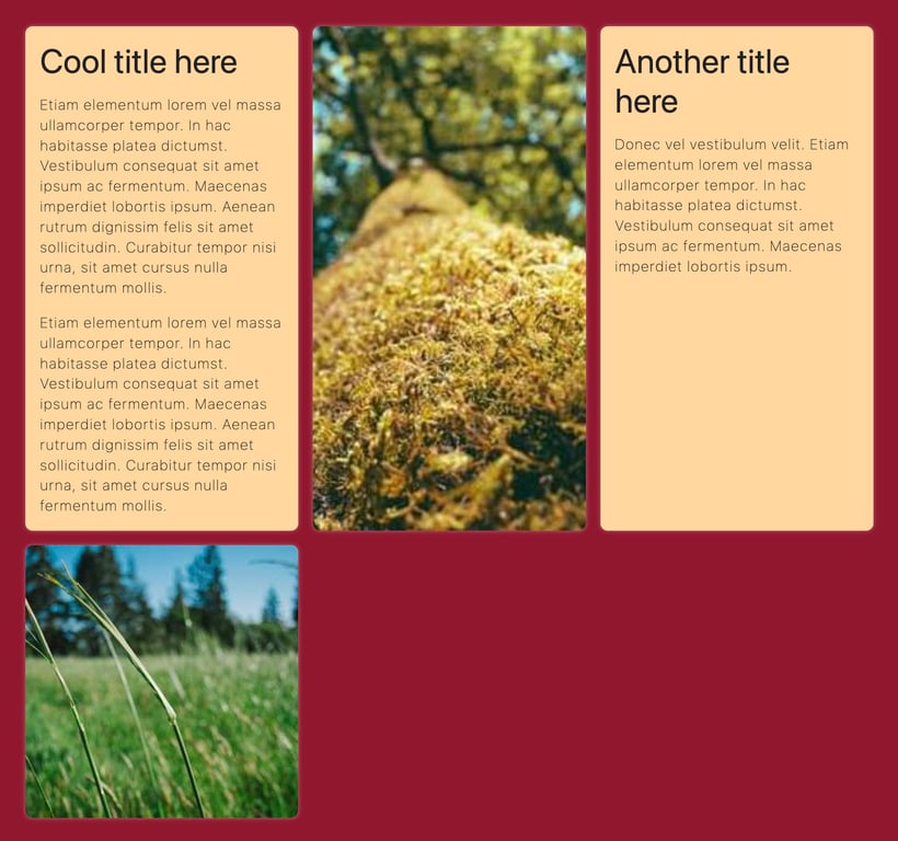 Screenshot of four columns layout with fixed issues