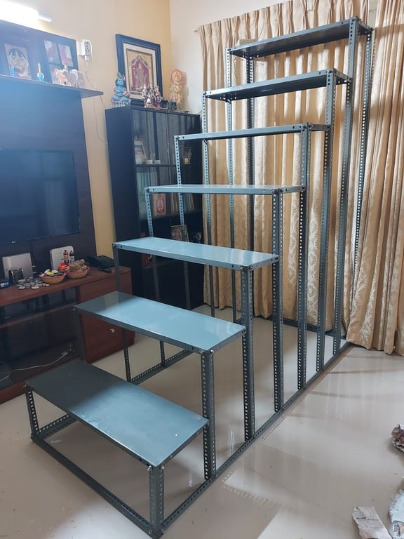 7-Step Slotted Angle Metal Display Rack / Golu Stand