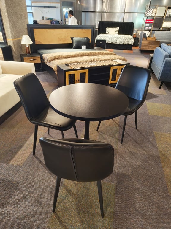 Modern Round Bistro Dining Table Set with 3 Chairs