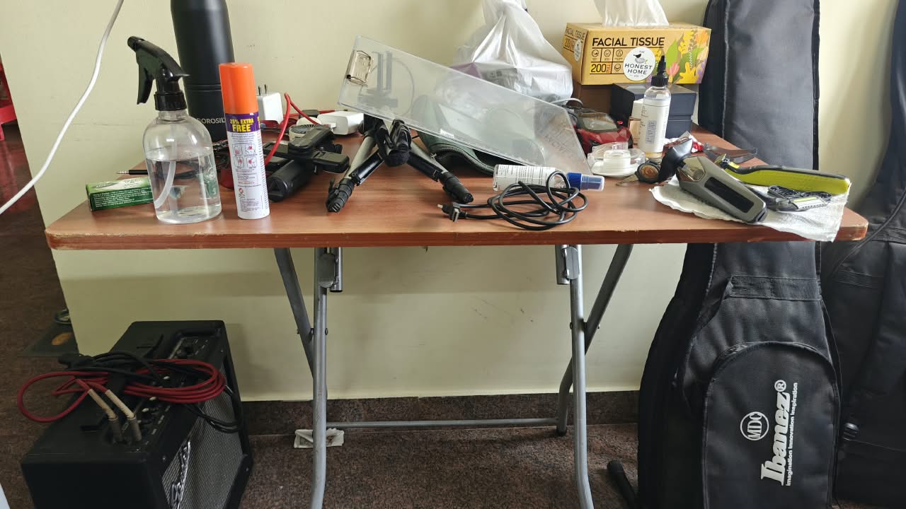 Foldable Wooden Top Study Table with Metal Frame