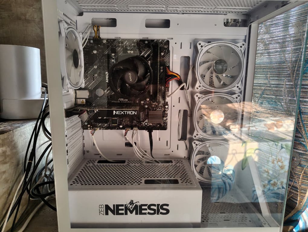 Custom Built Desktop PC (ASUS Prime A320M-K Motherboard, Zebronics Zeb-Nemesis White Cabinet)