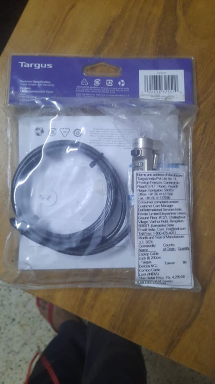 Targus Defcon NCL Combination Laptop Cable Lock (2m / 6.5ft)
