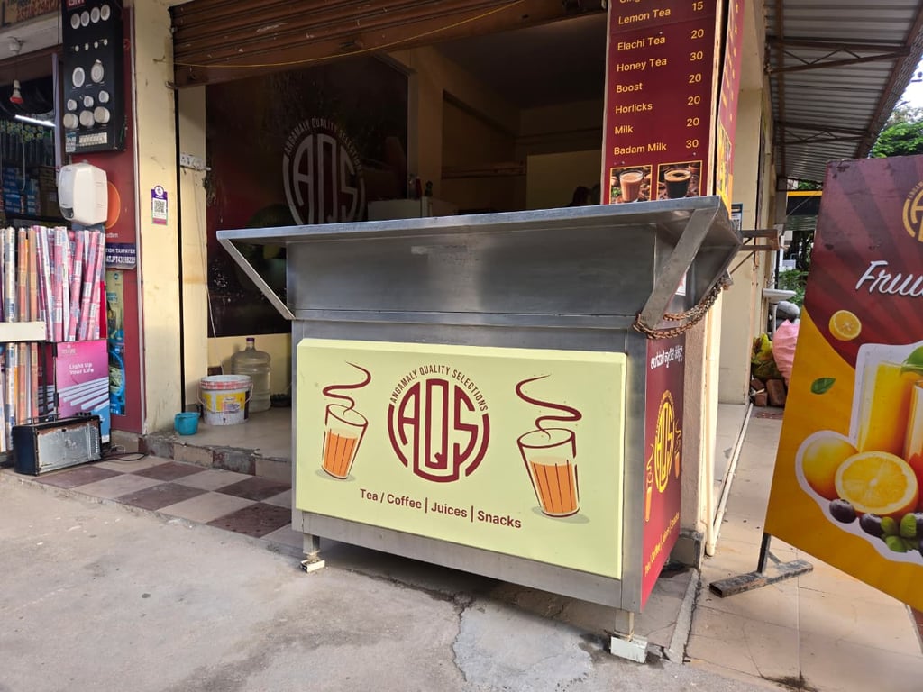 Stainless Steel Commercial Tea Stall & Snack Counter Table