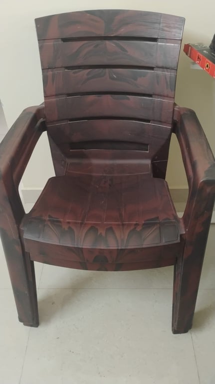 Moulded Plastic Armchair (Wood-grain Finish)