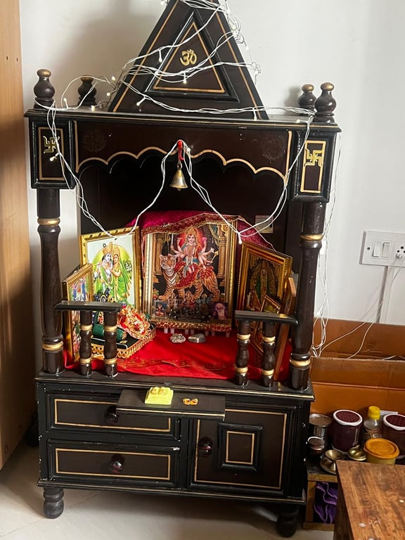 Wooden Pooja Mandir Cabinet with Storage Drawers, photo 2