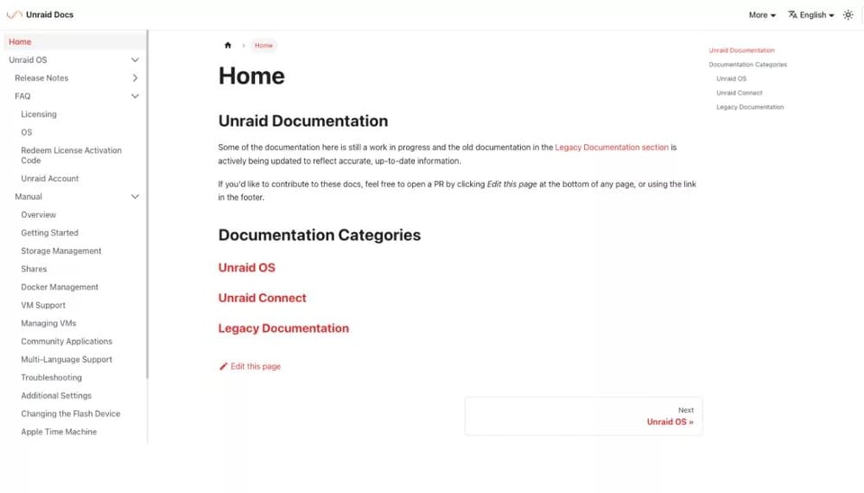 New Unraid Documentation