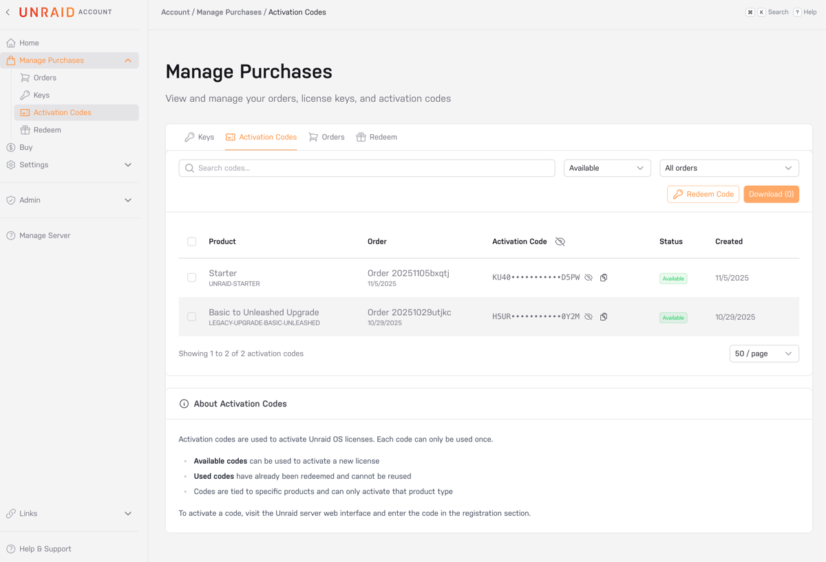 Manage purchases