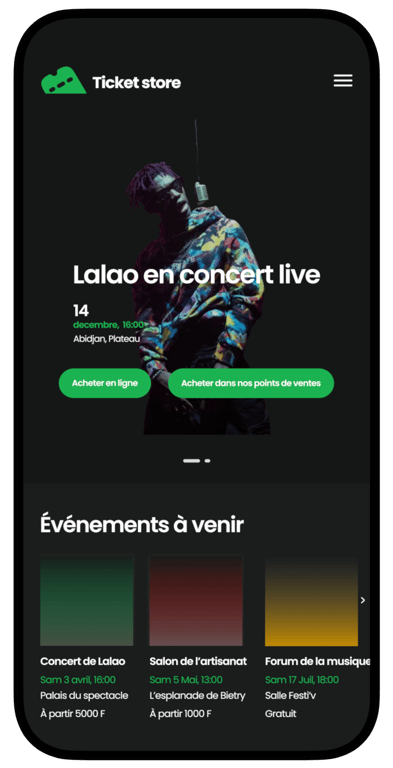 Landing image presentation de l'application Ticket store