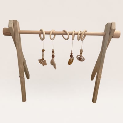 Wooden Baby Play Gym with Hanging Toys