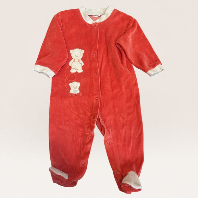 Footed Sleeper with Teddy Bear Embroidery