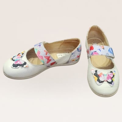 Kids' Butterfly 100% Leather Print Ballet Flats