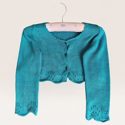 Teal Knit Cardigan with Scalloped Edges - 5 year old