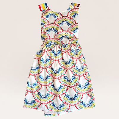 Floral Print Dress with Rainbow Straps