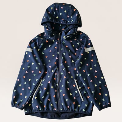 Photo of Navy Hooded Jacket with Colorful Hearts