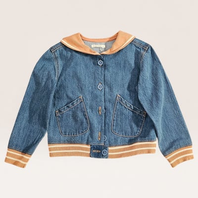 Denim Jacket with Striped Trim / 8y