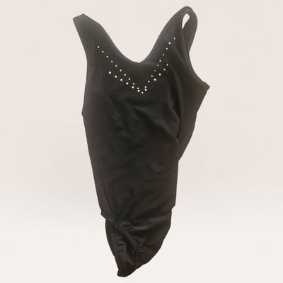 Black Leotard with Rhinestone Detail