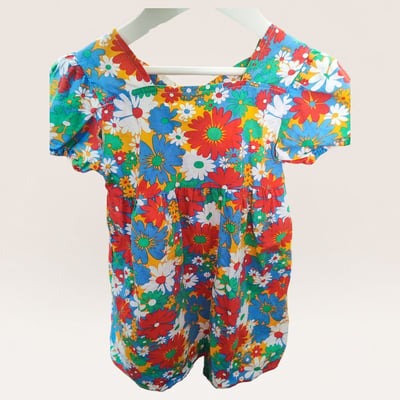 Floral Cotton Print Short Sleeve Dress