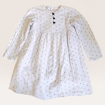 White Polka Dot Long-Sleeve Dress