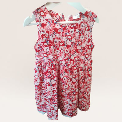 Floral Print Cotton Elegant Dress, Size 5/6