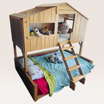 Wooden Treehouse Bunk Bed