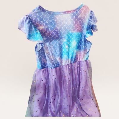 Mermaid-Print Dress with Tulle Skirt