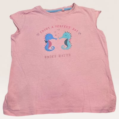 Pink Seahorse Print T-Shirt, 3Y
